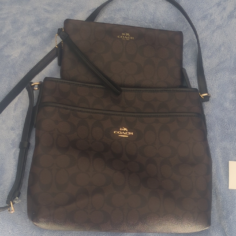 Coach Dark Brown Crossbody Bag Set